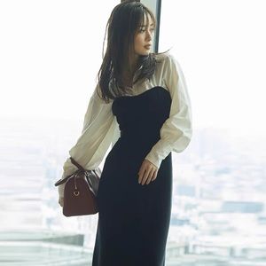 Snidel style knit dress black and white